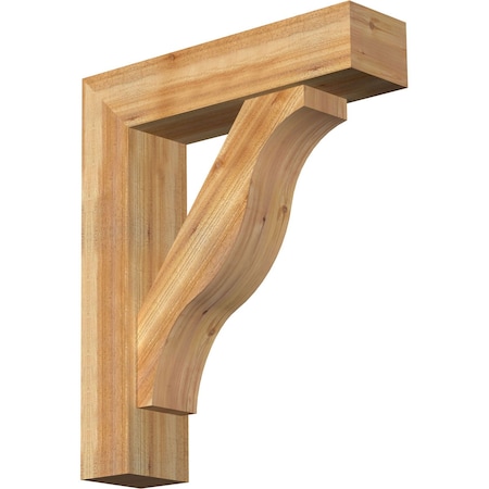 Ekena Millwork Funston Block Rough Sawn Bracket w/ Offset Brace, Western Red Cedar, 8"W x 32"D x 38"H BKT0806X32X38FST05RWR